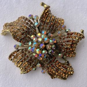 Vintage Iridescent stone flower Brooch
